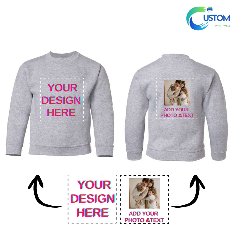 Kids Customize Gildan Sweatshirt with your own Photo, Logo or Text