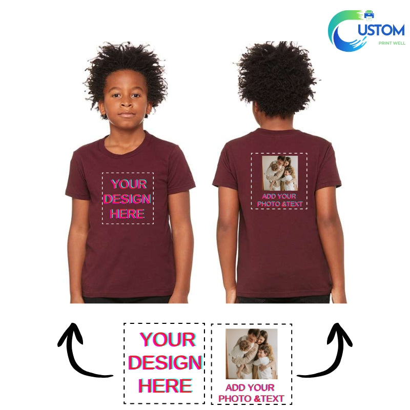 Kids Customize Bella Canvas Tee with your own Photo, Logo or Text