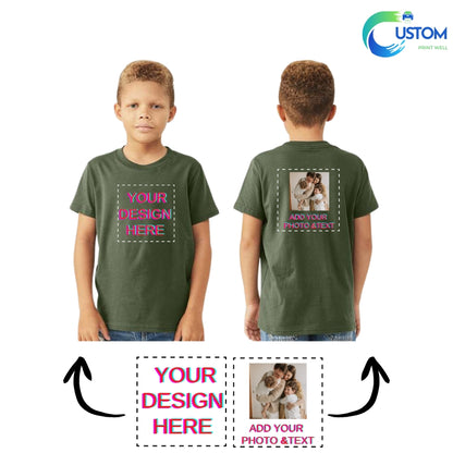 Kids Customize Bella Canvas Tee with your own Photo, Logo or Text