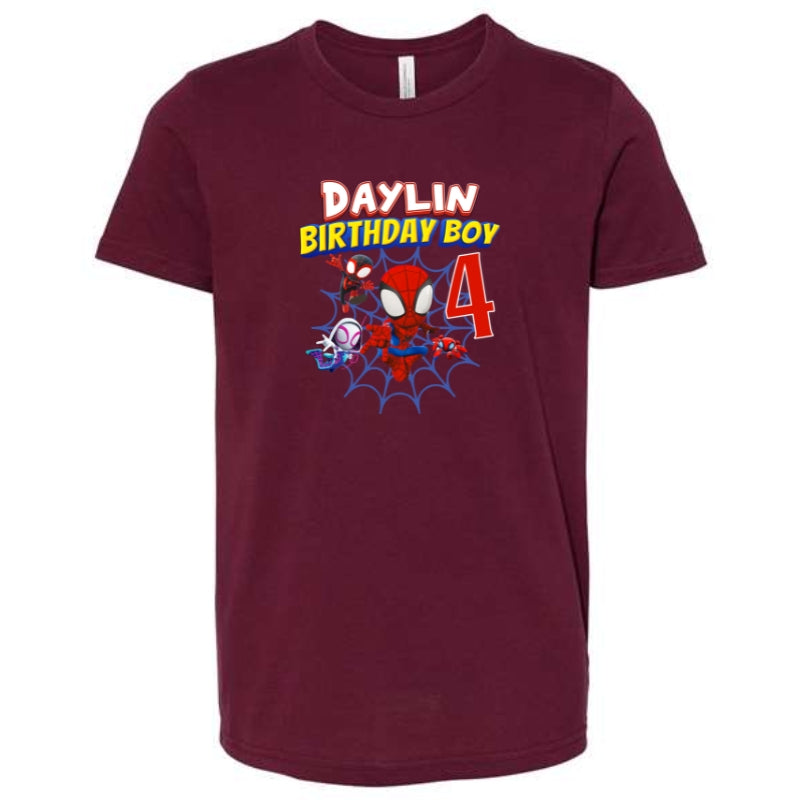 Kids Unisex Tshirt For Birthday Spiderman