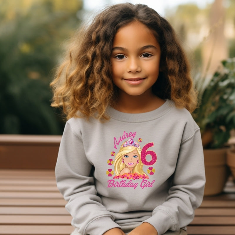 Kids Unisex Sweatshirt For Birthday Barbie