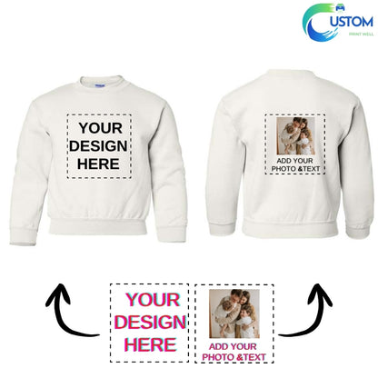 Kids Customize Gildan Sweatshirt with your own Photo, Logo or Text