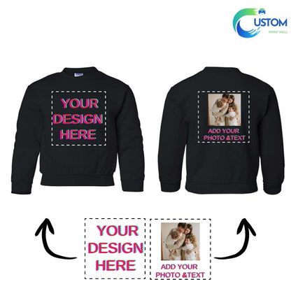 Kids Customize Gildan Sweatshirt with your own Photo, Logo or Text