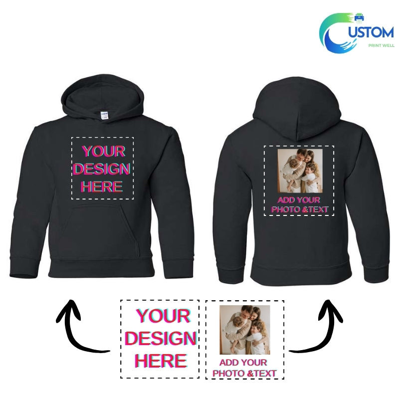 Kids Customize Gildan Hoodie with your own Photo, Logo or Text