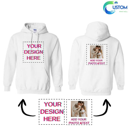 Customize Gildan  Hoodie with your own Photo, Logo or Text