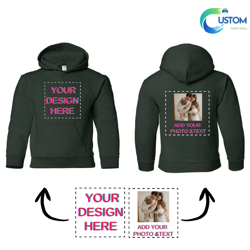 Kids Customize Gildan Hoodie with your own Photo, Logo or Text