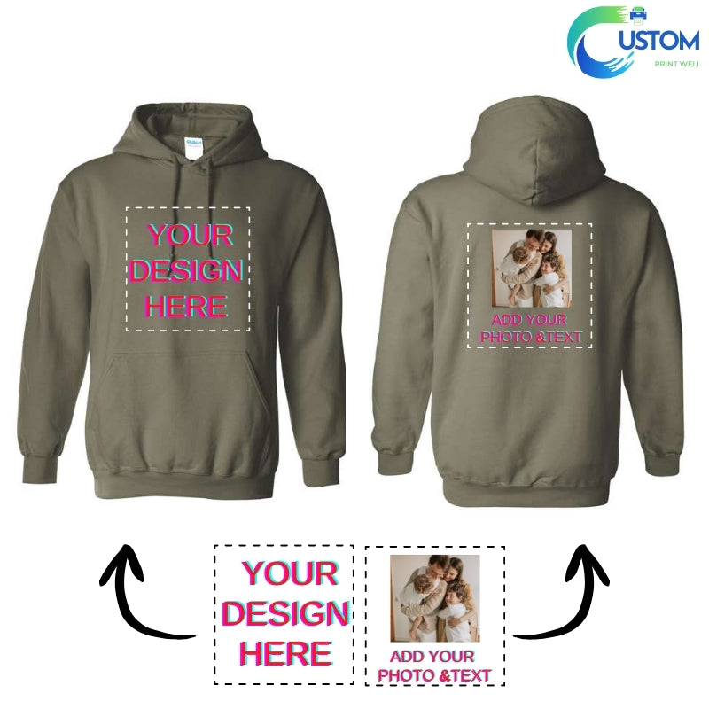 Customize Gildan  Hoodie with your own Photo, Logo or Text