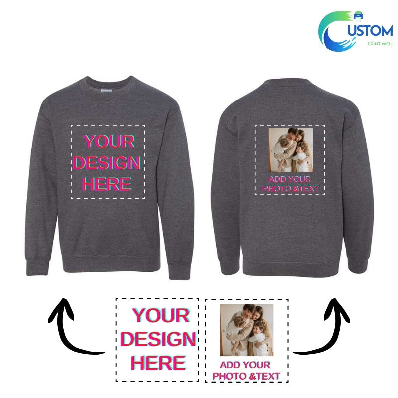 Kids Customize Gildan Sweatshirt with your own Photo, Logo or Text