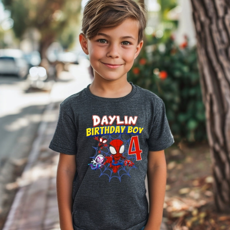 Kids Unisex Tshirt For Birthday Spiderman