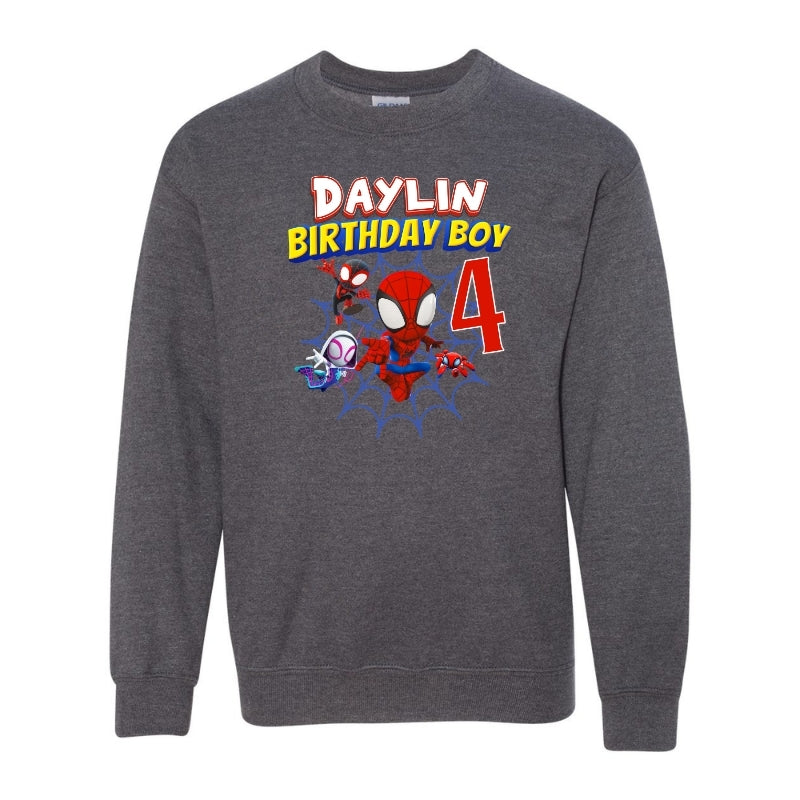 Kids Unisex Sweatshirt For Birthday Spiderman