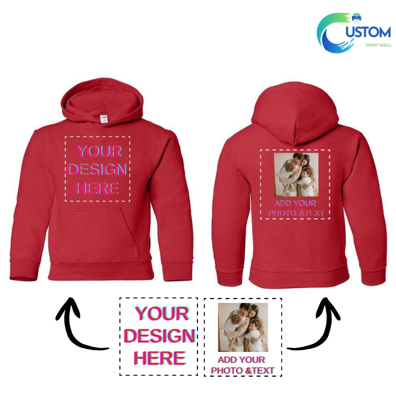 Kids Customize Gildan Hoodie with your own Photo, Logo or Text