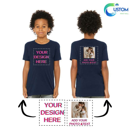 Kids Customize Bella Canvas Tee with your own Photo, Logo or Text