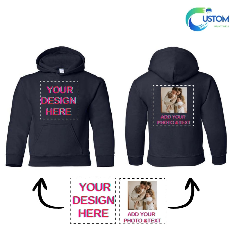 Kids Customize Gildan Hoodie with your own Photo, Logo or Text