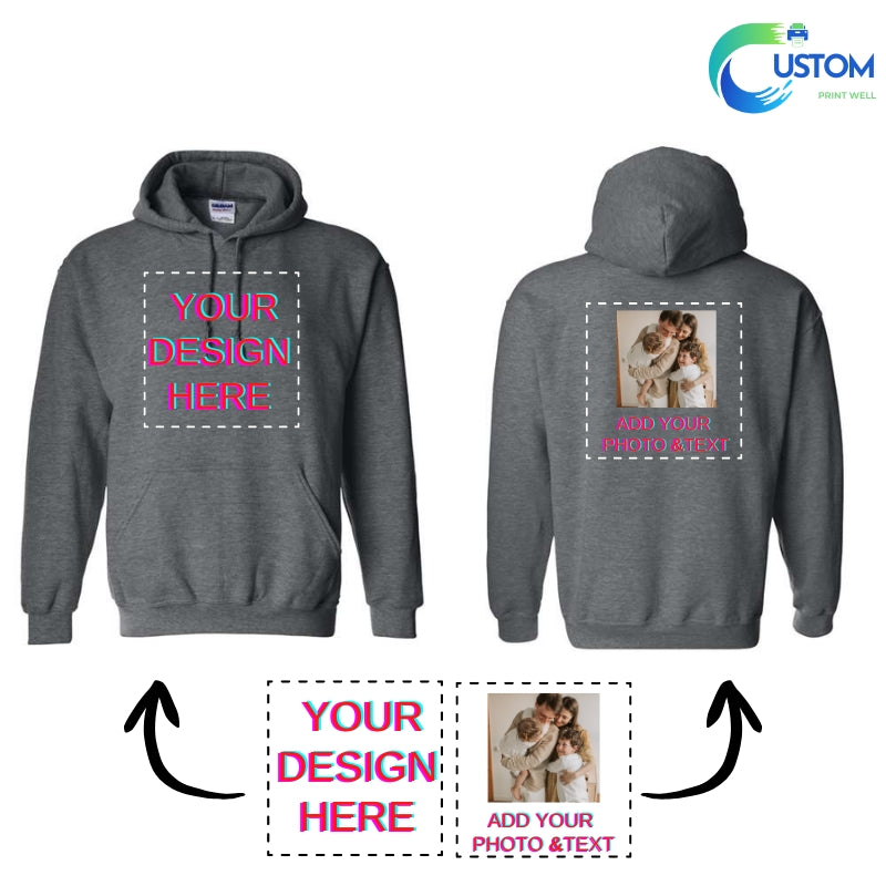 Customize Gildan  Hoodie with your own Photo, Logo or Text