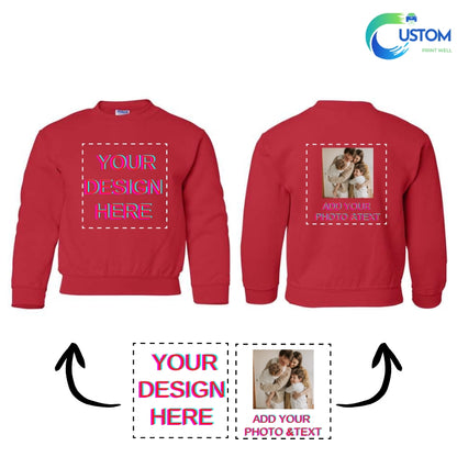 Kids Customize Gildan Sweatshirt with your own Photo, Logo or Text