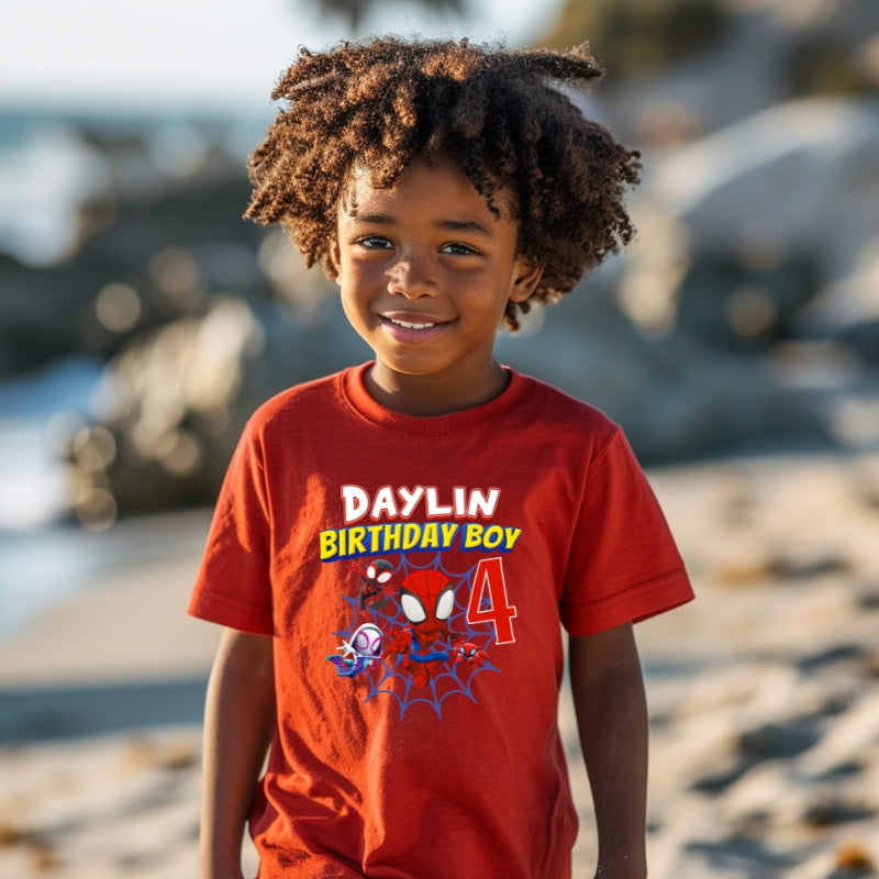 Kids Unisex Tshirt For Birthday Spiderman