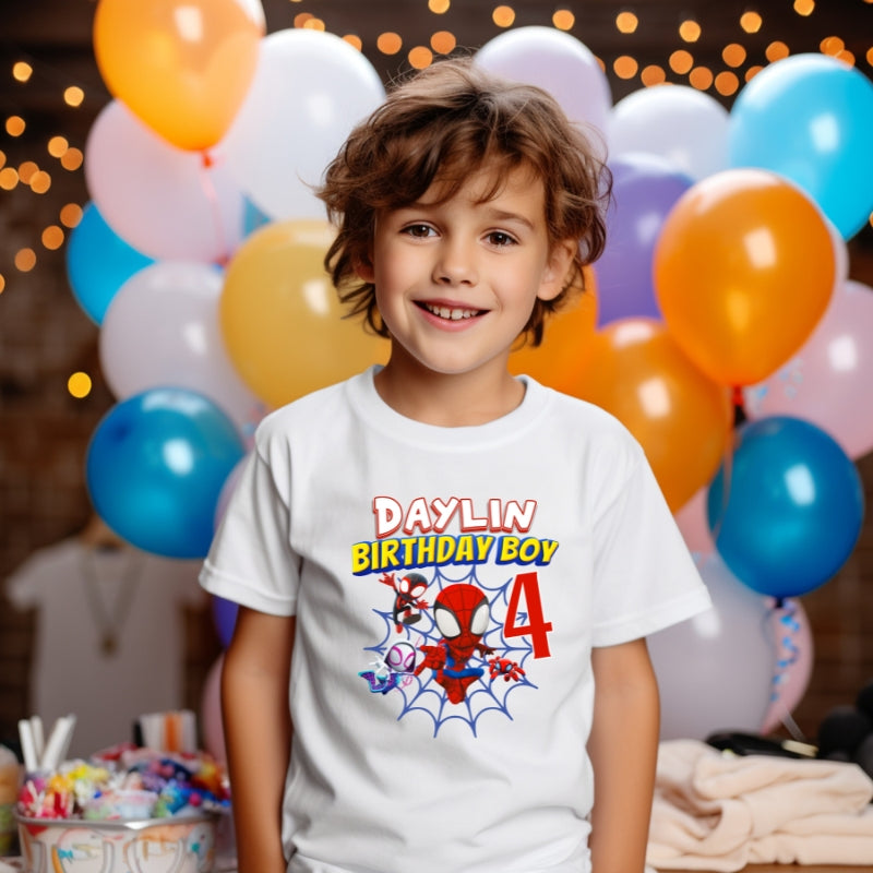 Kids Unisex Tshirt For Birthday Spiderman