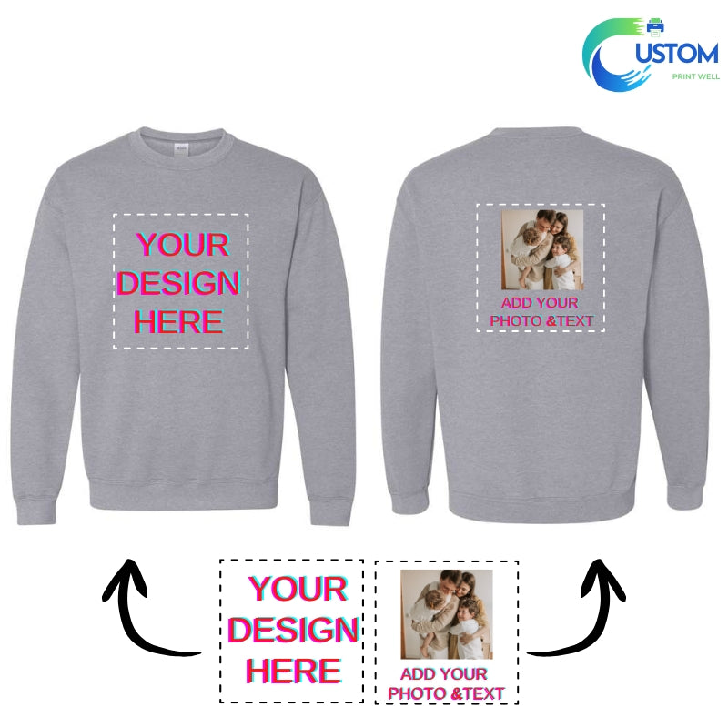 Customize Gildan  Sweatshirt with your own Photo, Logo or Text