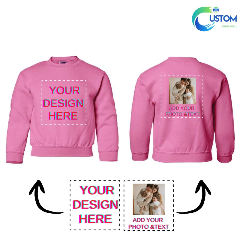 Kids Customize Gildan Sweatshirt with your own Photo, Logo or Text