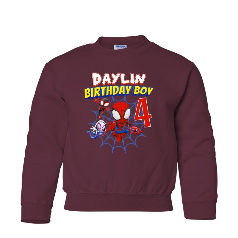 Kids Unisex Sweatshirt For Birthday Spiderman