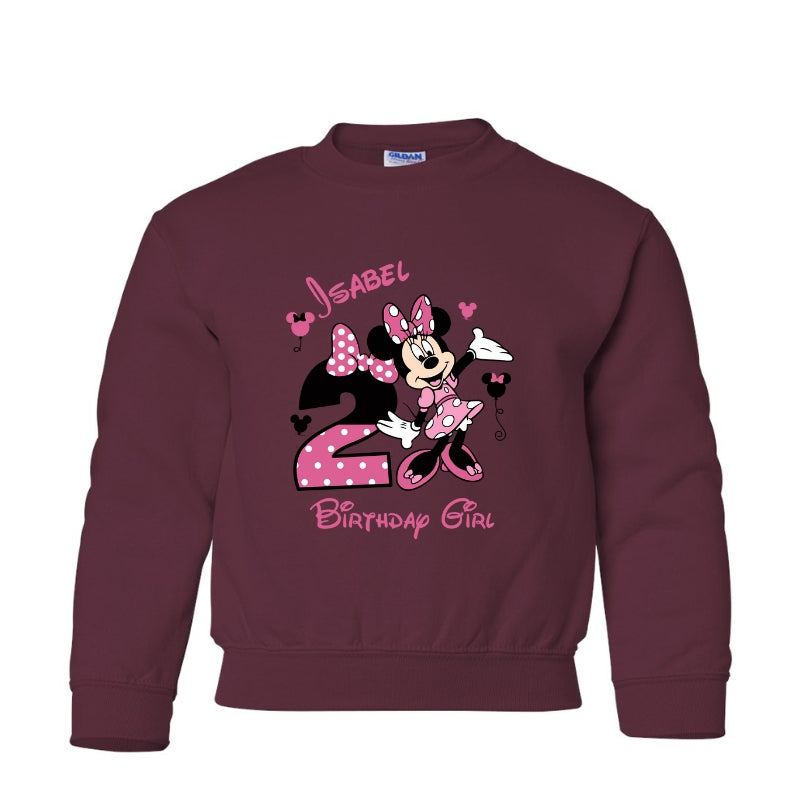 Kids Unisex Sweatshirt For Birthday Mini Mouse