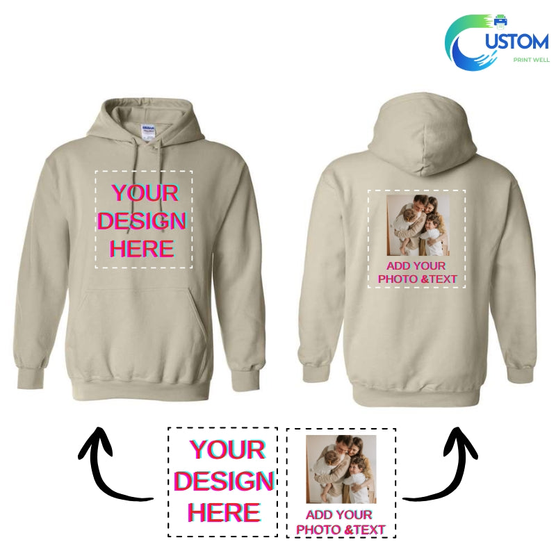 Customize Gildan  Hoodie with your own Photo, Logo or Text